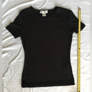 90’s HUB BUB black shortsleeved textured metallic top